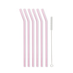 BOLLA // Set of 6 // 300mL Double-Wall Glasses + 9" Glass Straws (Pink)