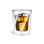 CRISTALLO // 6-Piece Whiskey Double-Wall Glass + 6 Glass Straws 15cm // Transparent