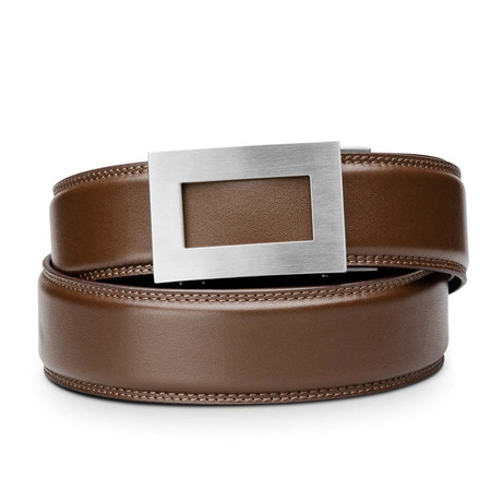 Icon Belt // Stainless Steel + Brown