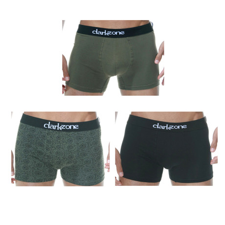 Forest Boxer // Olive Green + Black // Pack of 3 (S)