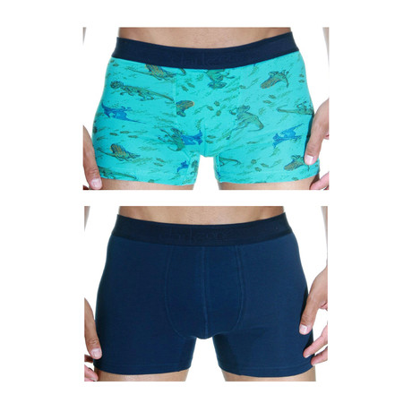 Dino Boxer III // Teal + Navy // Pack of 2 (S)