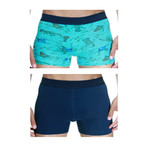 Dino Boxer III // Teal + Navy // Pack of 2 (L)