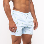 Palm Stripes Classics Swim Trunks // Light Blue (XL)