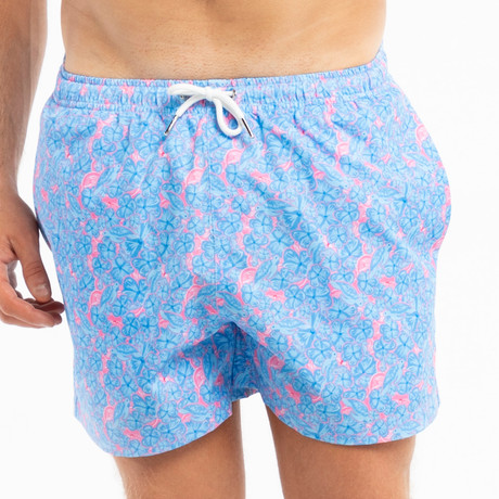 Floral Originals Swim Trunks // Light Blue (S)