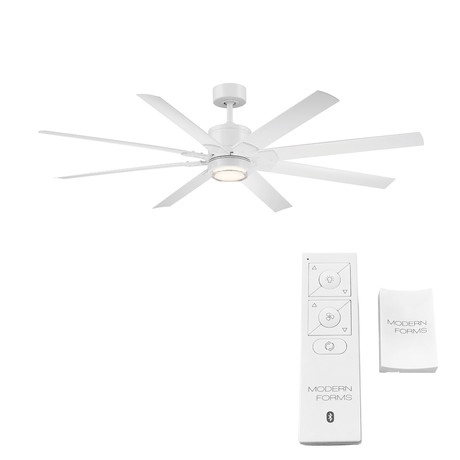 Renegade // Indoor + Outdoor 8-Blade Smart Ceiling Fan + LED Light Kit + Remote Control + Wall Cradle (Matte White)