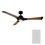 Woody // Indoor + Outdoor 3-Blade Smart Ceiling Fan + LED Light Kit + Wall Control (Oil Rubbed Bronze Dark Walnut)