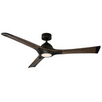 Woody // Indoor + Outdoor 3-Blade Smart Ceiling Fan + LED Light Kit + Wall Control (Oil Rubbed Bronze Dark Walnut)