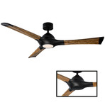 Woody // Indoor + Outdoor 3-Blade Smart Ceiling Fan + LED Light Kit + Wall Control (Oil Rubbed Bronze Dark Walnut)