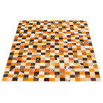 ECARPETGALLERY Cowhide Patchwork // Orange Rug // 4'7" x 6'7"