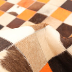 ECARPETGALLERY Cowhide Patchwork // Orange Rug // 4'7" x 6'7"