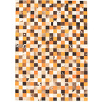 ECARPETGALLERY Cowhide Patchwork // Orange Rug // 4'7" x 6'7"