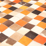 ECARPETGALLERY Cowhide Patchwork // Orange Rug // 4'7" x 6'7"