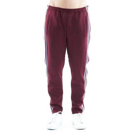 Striped Snap Track Pant // Burgundy (S)