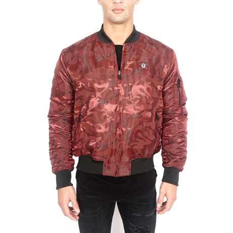 Camo Reversible Bomber // Burgundy + Black (S)