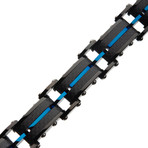 Carbon Fiber + Plated ID Link Bracelet // Black + Blue