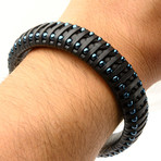 Leather + Ball Edge Bracelet // Black + Blue