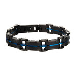 Carbon Fiber + Plated ID Link Bracelet // Black + Blue