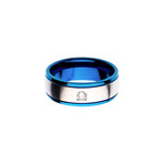 Brushed + Polished Ring // Steel + Blue (Size 9)