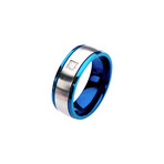 Brushed + Polished Ring // Steel + Blue (Size 9)