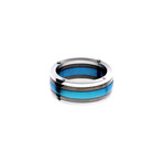 Steel Plated Polished Ring // Black + Blue (Size 9)