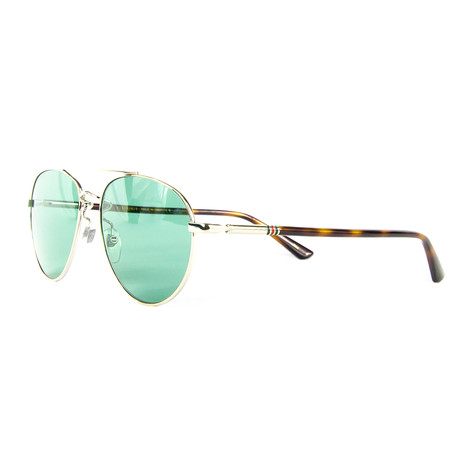Men's Aviator Sunglasses // Green + Gold