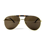 Unisex Aviator Sunglasses // Brown + Gold