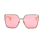 Women's Rectangular Sunglasses // Cherry Red + Gold