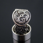 Odin Raven Ring with Wolf Ornament // Silver (11)