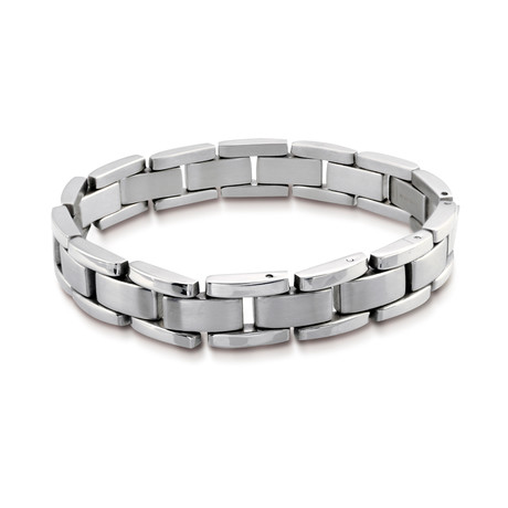 Stainless Steel Matte Centre-Link Polished-Edge Bracelet