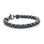 Stainless Steel Square Box Link Bracelet // Gunmetal (S)