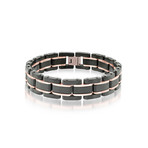 Stainless Steel Polished Bracelet // Black + Rose Gold Plating