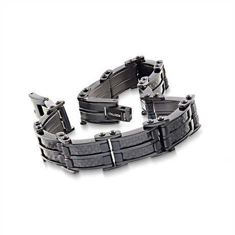 Stainless Steel + Carbon Fiber Bracelet V1 // Black