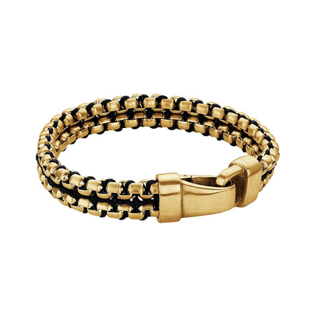 Stainless Steel Double Row Bracelet // Gold Plating (8")