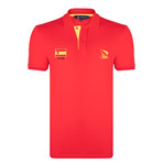 Spain Flag Embroidered Polo Shirt // Red (M)