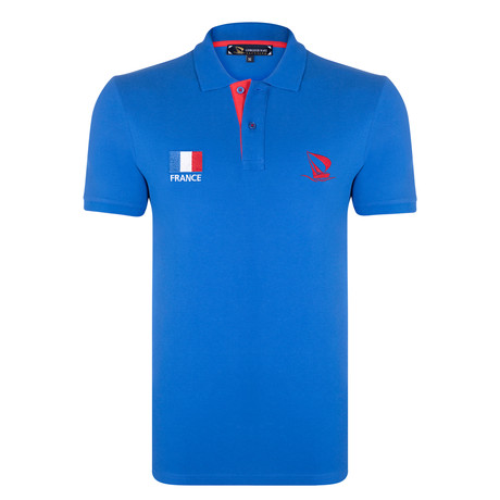 France Flag Embroidered Polo Shirt // Sax (S)