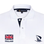 England Flag Embroidered Polo Shirt // White (XL)
