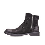 Aged-Effect Leather Boots // Black (Euro: 38)