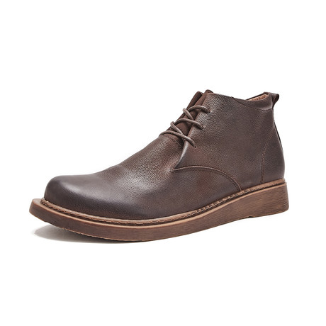 Folded Leather Boots // Coffee (Euro: 38)