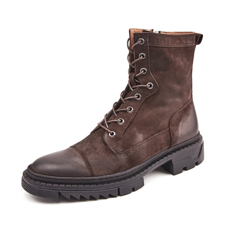 Toothed Lace-Up Boots // Brown (Euro: 38)