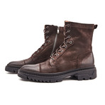 Toothed Lace-Up Boots // Brown (Euro: 39)