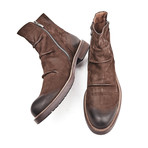 Aged-Effect Leather Boots // Brown (Euro: 39)