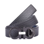 Monogram Reversible Belt // Black + Blue