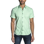 Gingham Short-Sleeve Button-Up Shirt // Green (S)