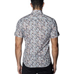 Dot Print Short-Sleeve Button-Up Shirt // White + Multicolor (2XL)