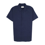 Foster Short Sleeve Button Up // Navy Linen (XL)