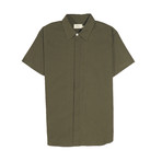 Foster Short Sleeve Button Up // Olive Linen (M)