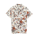 Maricopa Short Sleeve Button Up // Pearl Hibiscus (S)