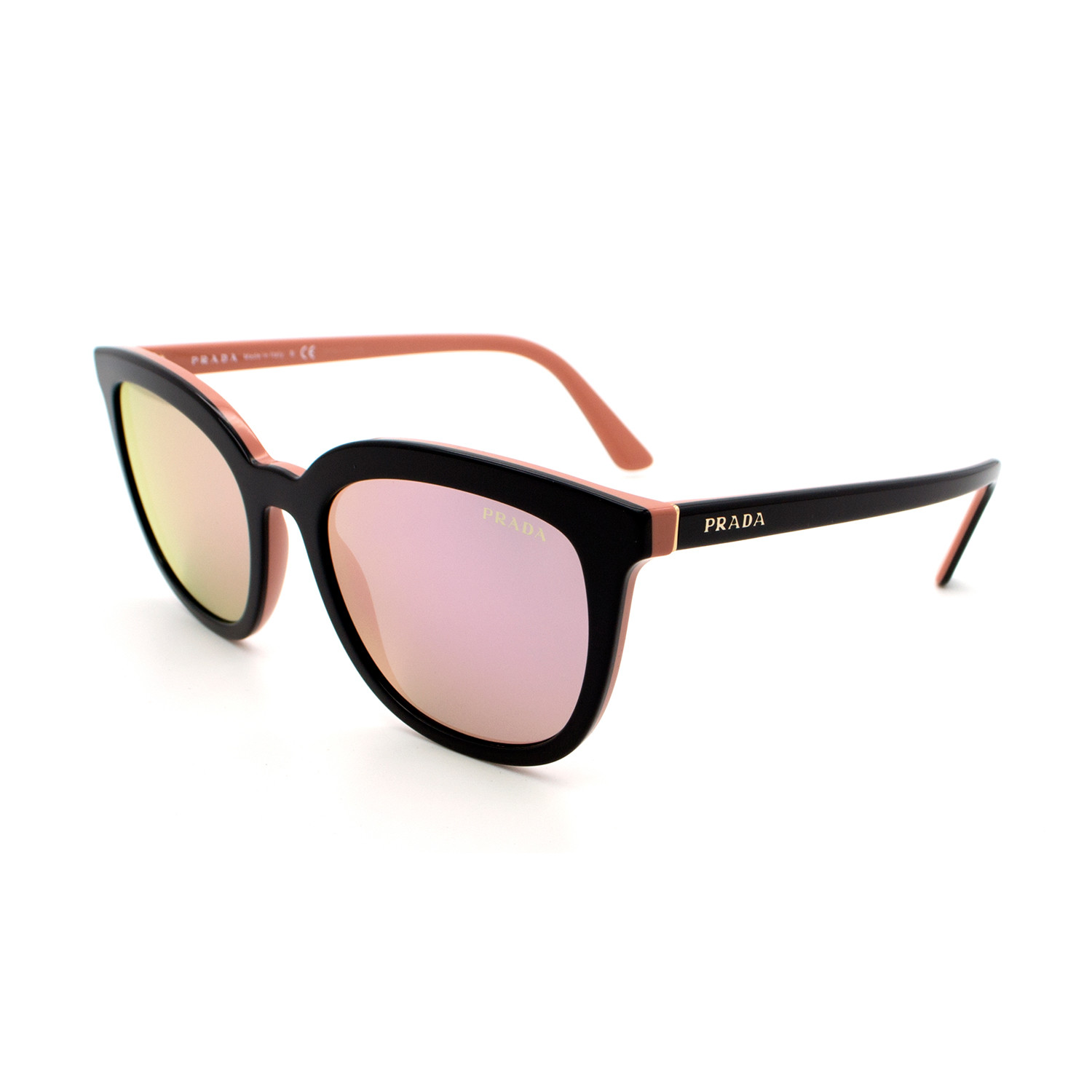 Prada // Women's PR03XS-541726 Sunglasses // Shiny Black + Pink Mirror