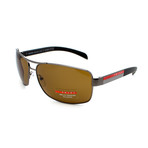 Men's // Sport PS54IS 5AV5Y1 Aviator Sunglasses // Gunmetal + Polar Brown