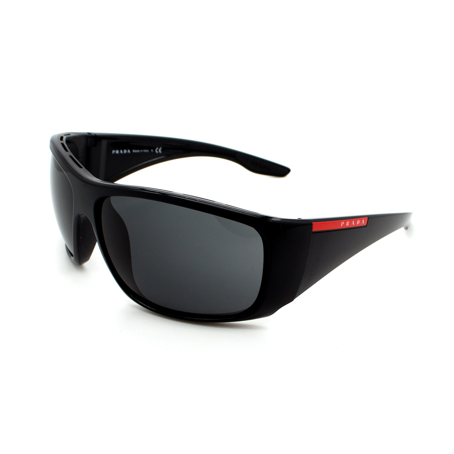 Prada Sport // Men's PS04VS-1AB5SO Wrap Sunglasses // Black + Gray